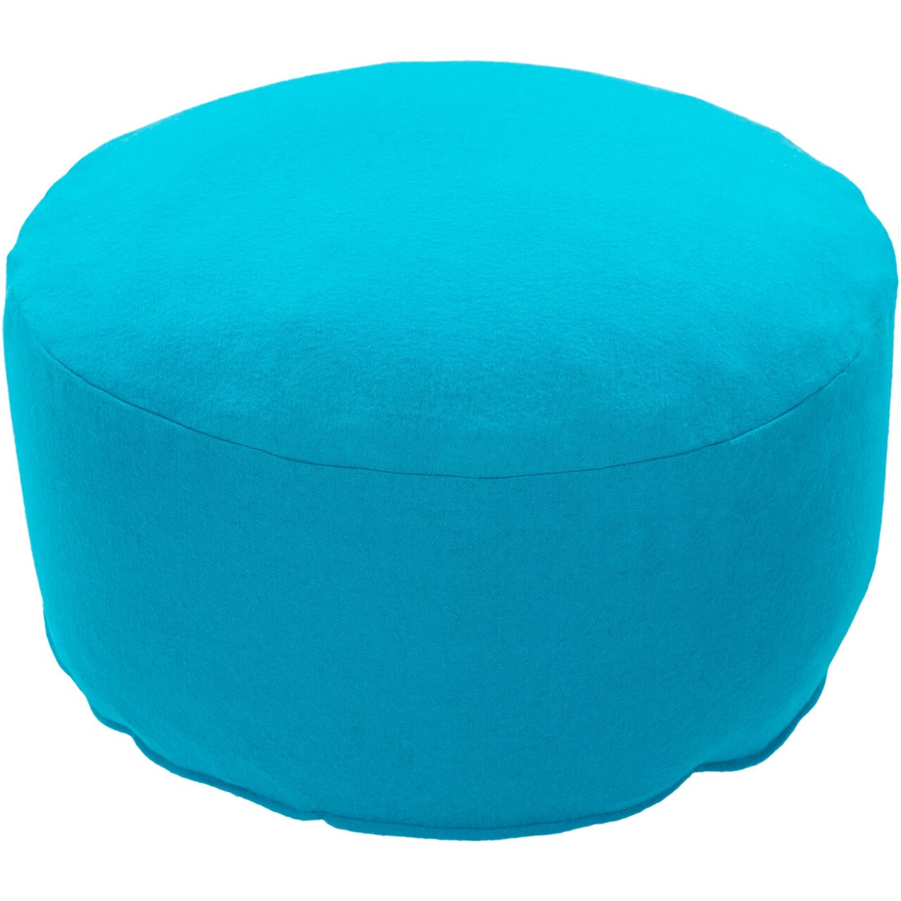 Tiwari Home 30" Sky Blue Solid Felted Cylindrical Pouf Ottoman